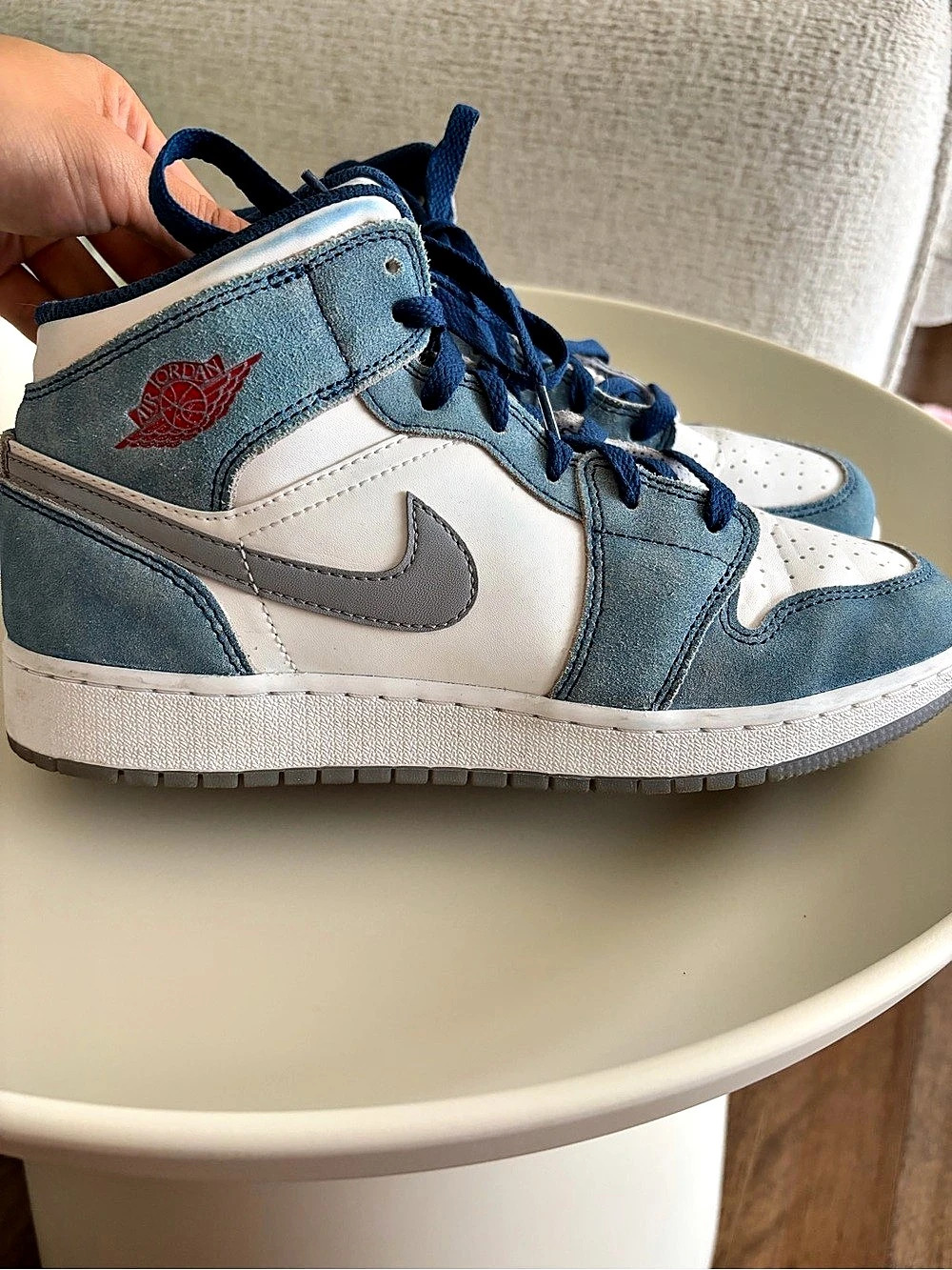 Nike Air Jordan 1 Mid Sneakers Blue & White US 8,5